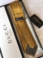 Gucci Silk Tie Yellow GG Men Tie - Image 2
