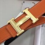 Hermes H Guillochee Belt Buckle & Reversible Orange For Women, Women Belt - Image 2