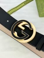 Gucci GG Supreme Belt With Interlocking G Buckle Beige/Ebony GG Supreme And Black , Gucci Belt - Image 2