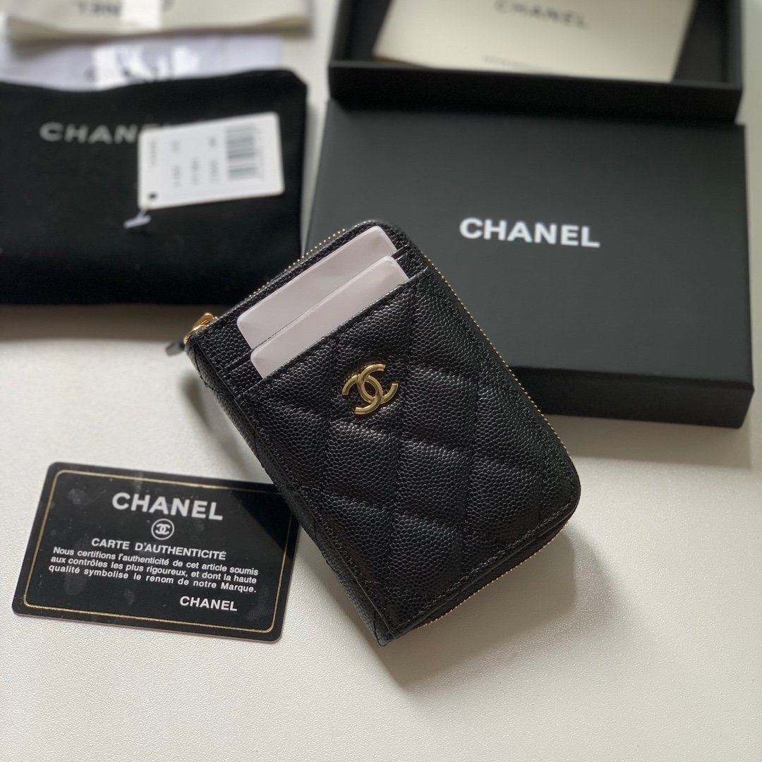4e5643bf.jpg Chanel Zipped Coin Purse Black Bag For Women 10.9cm/4.3in - Image 1