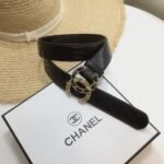 Chanel Quilted Belt With Double C Buckle Black with Gold mix Black Hardware Women Belt - Image 3