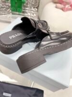 Prada Chocolate Brushed Mules Black For Women 1.6in/40mm PRD - Image 2