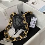 Chanel Flap Bag Mini Crossbody 6.6in/ 17cm Black Gold Hardware For Women AS3213 - Image 3
