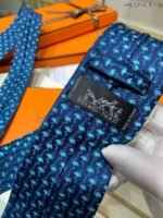 Hermes Crane Motif Tie Blue Hermes Men Tie - Image 5