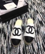 Chanel Mule Espadrille Slides White/Black For Women, Women's Shoes - Image 7