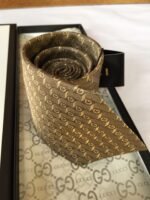 Gucci G Silk Jacquard Tie Yellow Copper GG Men Tie - Image 6
