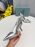 Prada Brushed Slingback Pumps Silver For Women PRD - Image 4