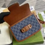 Gucci Horsebit 1955 Shoulder Bag Blue And Ivory - Image 5