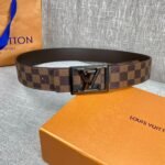 Louis Vuitton Pyramide Frame Initiales Reversible LV Belt Damier Cobalt Brown Canvas LV Belt