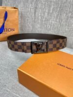 Louis Vuitton Pyramide Frame Initiales Reversible LV Belt Damier Cobalt Brown Canvas LV Belt