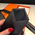 Hermes Tie 7 Faconnee New H Tie Noir Hermes Men Tie H036201T 01 - Image 2