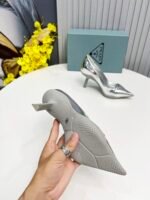 Prada Brushed Slingback Pumps Silver For Women PRD - Image 9