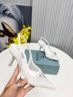 Prada Mesh Fabric Slingback Pumps White For Women PRD - Image 8