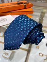 Hermes Crane Motif Tie Blue Hermes Men Tie - Image 2