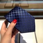 Gucci GG Pattern Silk Tie Navy Blue GG Men Tie ‎456520 4B002 4168 - Image 6