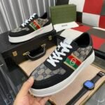 Gucci Men's GG Embroidered Logo GG With Web Sneaker Black For Men ‎669582