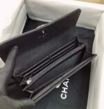 Chanel CO-CO Long Flap Wallet 19.5cm/7.7in Silver Hardware For Women Black - Image 6