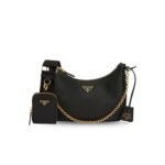 Prada System Nappa Patchwork Shoulder Bag Black For Women, Women's Bags 9.4in/24cm