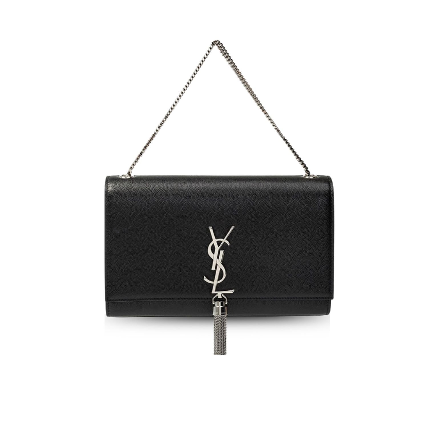 xr:d:DAGBeGYKeuI:397,j:1954986451591712824,t:24040809 Saint Laurent Kata Medium Chain Bag Black With Tassel 354119BOW0N1000 - Image 1