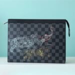 Louis Vuitton Pochette Voyage MM Damier Graphite Stamps Canvas For Men, Men's Wallet 10.6in/27cm LV N64605
