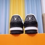 Louis Vuitton Trainer Sneaker Mix Of Materials Black/White For Men LV - Image 5