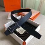 Hermes H Guillochee Belt Buckle & Reversible Strap Black Hermes Belt