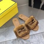 Fendi Signature Brown Mink Slides For Women 8R8136AKXPF0XT6 - Image 7