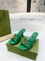 Gucci Double G Slide Sandal Chevron Matelasse Green For Women GG ‎674839 BKO00 3120 - Image 4
