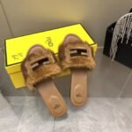Fendi Signature Brown Mink Slides For Women 8R8136AKXPF0XT6 - Image 6