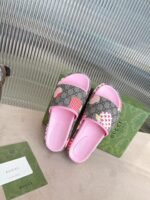 Gucci GG Blooms Supreme Floral Slide Sandal By Canvas Fabric Pink For Women GG - Image 5
