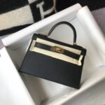 Hermes Mini Kelly 19 Sellier Epsom Black Bag For Women, Women's Handbags, Shoulder Bags 7.5in/19cm