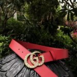 Gucci Belt Beaded Double G Red GG, Women Belt ‎453260