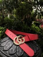Gucci Belt Beaded Double G Red GG, Women Belt ‎453260