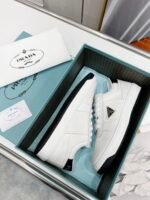 Prada Downtown Perforated Sneakers White/Black For Women 1.2in/30mm PRD 1E792M_3LJ6_F0964_F_030 - Image 4