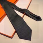 Hermes Tie 7 Faconnee New H Tie Noir Hermes Men Tie H036201T 01 - Image 5