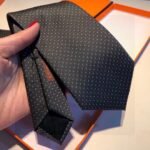 Hermes Tie 7 Faconnee New H Tie Noir Hermes Men Tie H036201T 01 - Image 4
