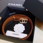 Chanel Brown Belt With Double C Buckle Gold-Toned and Strass Metal Women Belt - Image 4