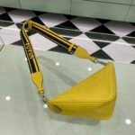 Prada Saffiano Triangle Shoulder Bag 11in/ 28cm Yellow Silver Hardware For Women 2VH155_2FAD_F0377_V_OOO - Image 8