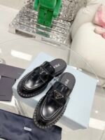 Prada Chocolate Brushed Mules Black For Women 1.6in/40mm PRD