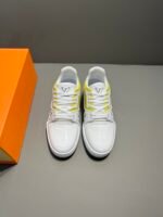 Louis Vuitton Trainer Sneaker White/Yellow Virgil Abloh For Men LV - Image 6