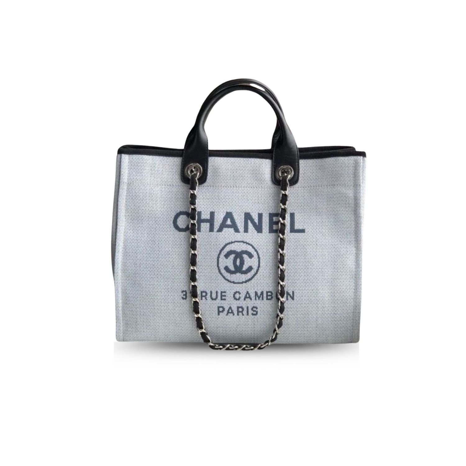 xr:d:DAGBeGYKeuI:95,j:8126043530161992316,t:24040509 Chanel Deauville Tote Gray A66941 - Image 1