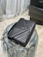 Saint Laurent College Large Chain Bag Black With Silver TonedHardware 600278BRM041000 - Image 7
