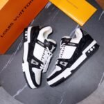 Louis Vuitton Trainer Sneaker Mix Of Materials Black/White For Men LV - Image 6