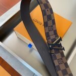 Louis Vuitton Initiales Reversible LV Belt Damier Ebene Canvas with Black Toned Hardware LV Belt