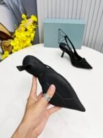 Prada Satin Slingback Pumps With Crystals Black For Women 2.2in/55mm PRD - Image 4