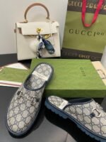 Gucci Men's GG Slipper With Horsebit Blue For Men GG Shoes ‎694249 96G60 4073 - Image 8