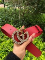 Gucci Belt Beaded Double G Red GG, Women Belt ‎453260 - Image 2