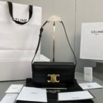 Celine Triomphe Shoulder Bag Black 194143BF4.38NO - Image 7