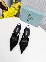 Prada Satin Slingback Pumps With Crystals Black For Women 2.2in/55mm PRD - Image 6
