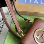 Gucci Blondie Card Case Wallet Shoulder Bag 4.5in/ 12cm Brown Gold Hardware For Women - Image 9